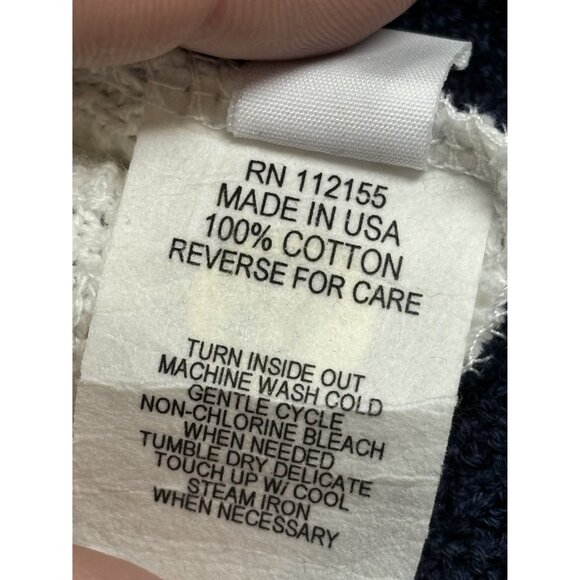 Margaret Winters Cardigan Sweater Women's Sm Navy White Button Pockets Lagenlook - Picture 5 of 8